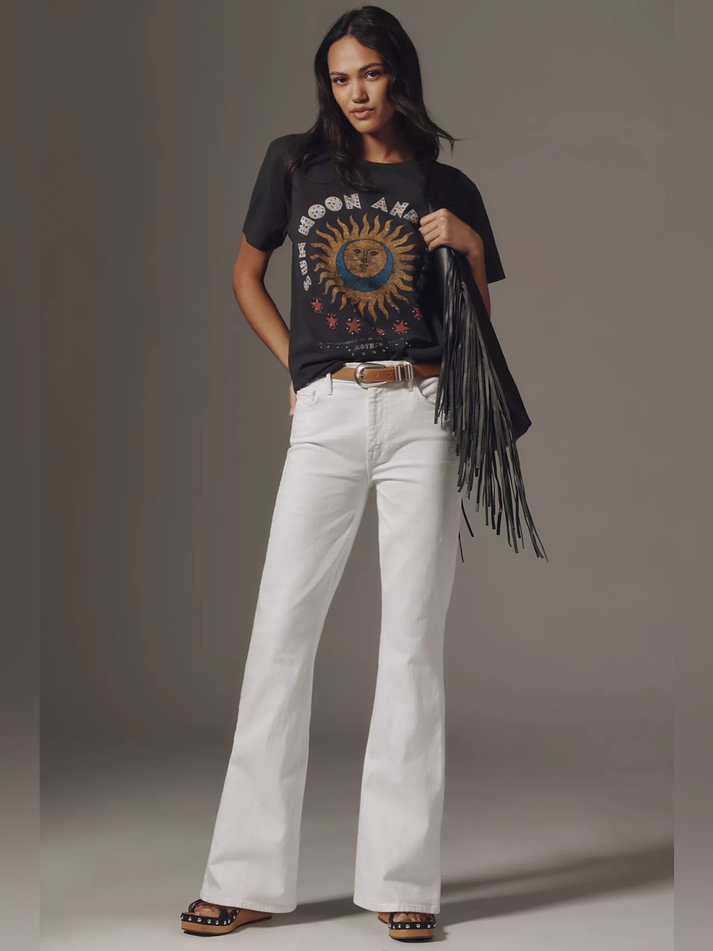 MOTHER The Weekender Mid-Rise Flare Jeans Size 29 White NWOT